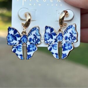 Blue and Gold Butterfly Earrings
